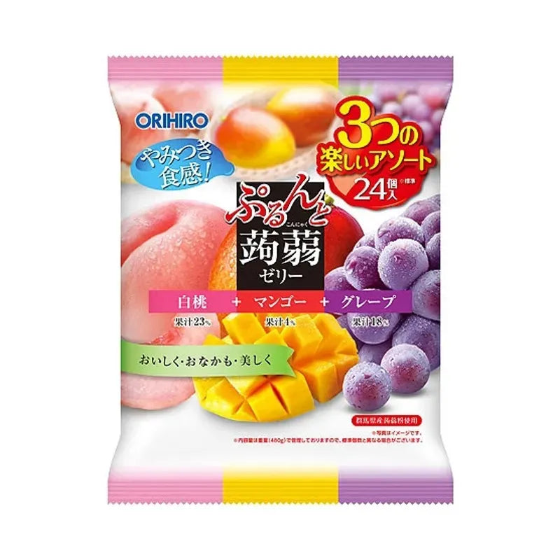 ORIHIRO Jelly Assortment 24pcs – White Peach, Mango & Grape