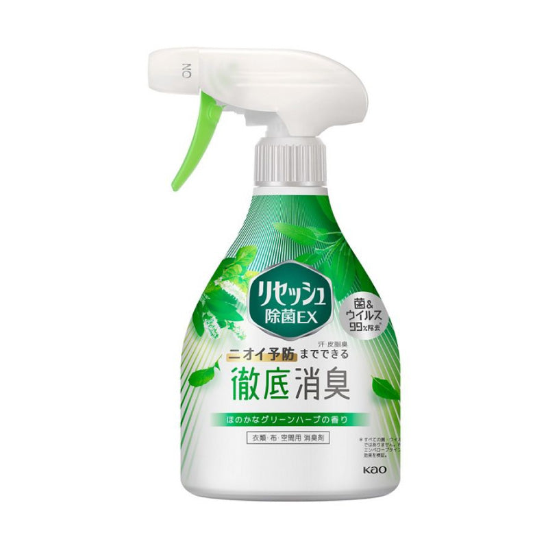 Kao Resesh Disinfecting EX Fabric & Space Deodorant Spray – Green Herb Scent, 370 ml